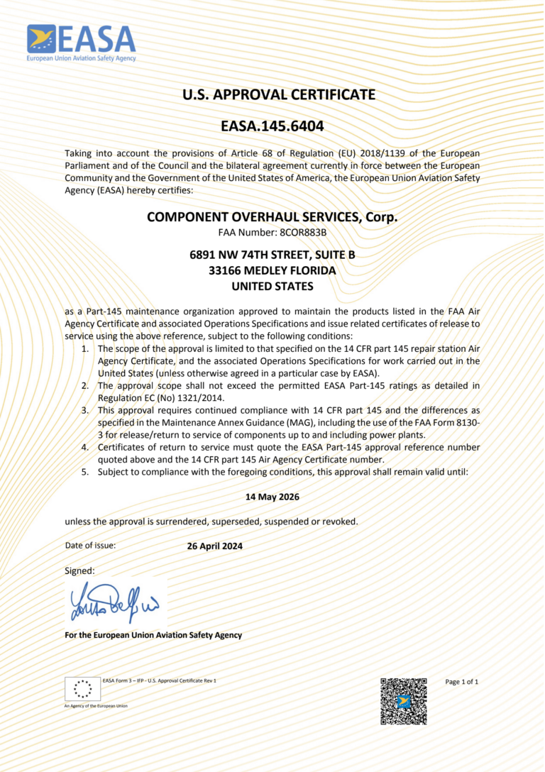 EASA Certificate