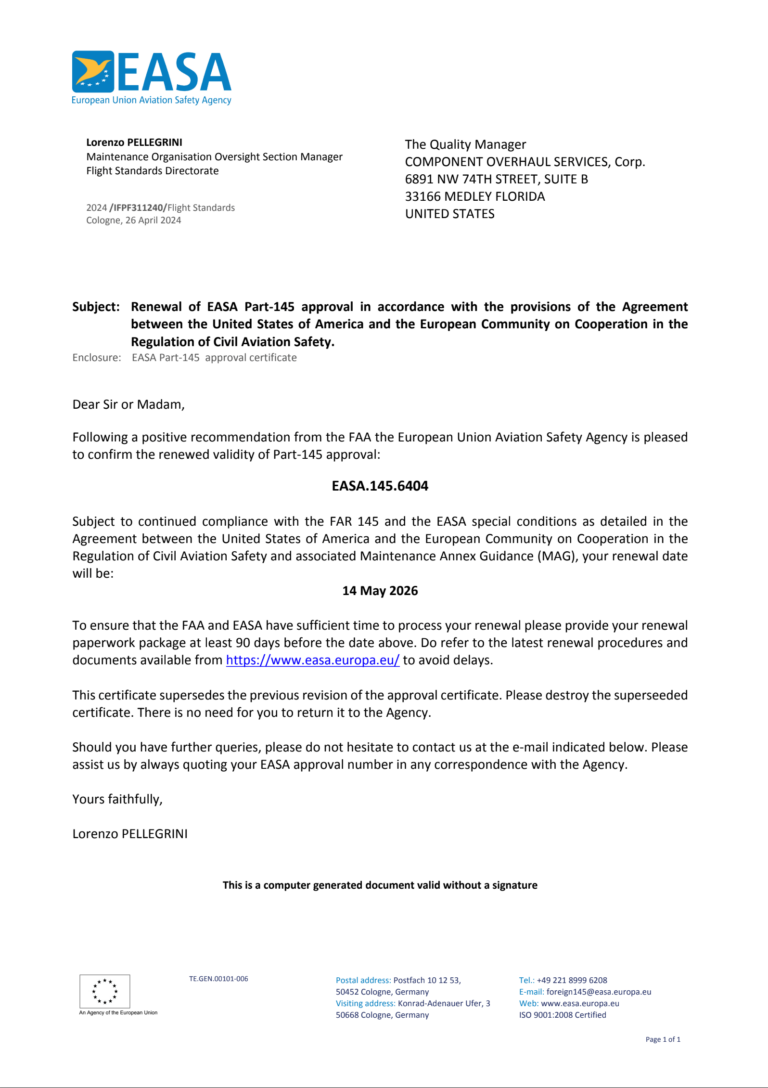 EASA Letter